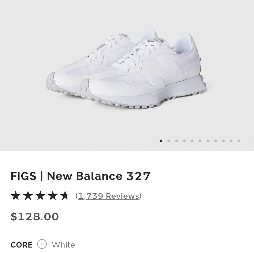 Figs x New Balance 327 White Sneakers